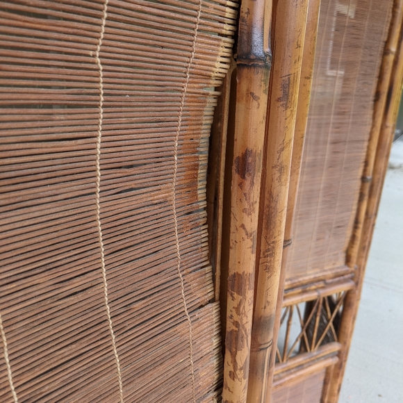 vtg 70s retro rattan bamboo screen room divider - Picture 8 of 9